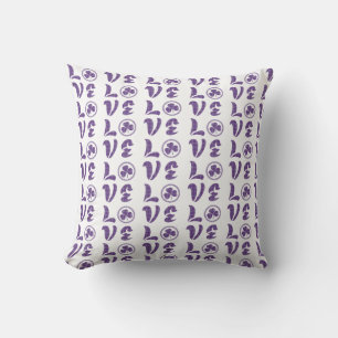 Love Shamrock Plaid Purple Gray Tartan Pattern Throw Pillow
