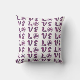 Love Shamrock Plaid Purple Teal Tartan Pattern Throw Pillow