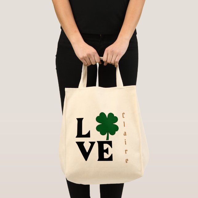 Love Shamrock St Patricks Day Design Tote Bag (Front (Product))