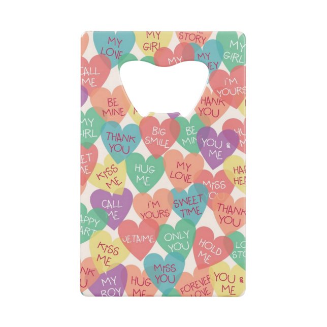 Love Shape Background Credit Card Bottle Opener (Front)