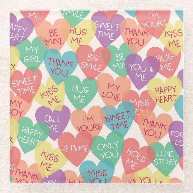 Love Shape Background Glass Coaster (Front)