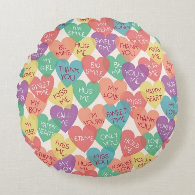 Love Shape Background Round Pillow (Front)