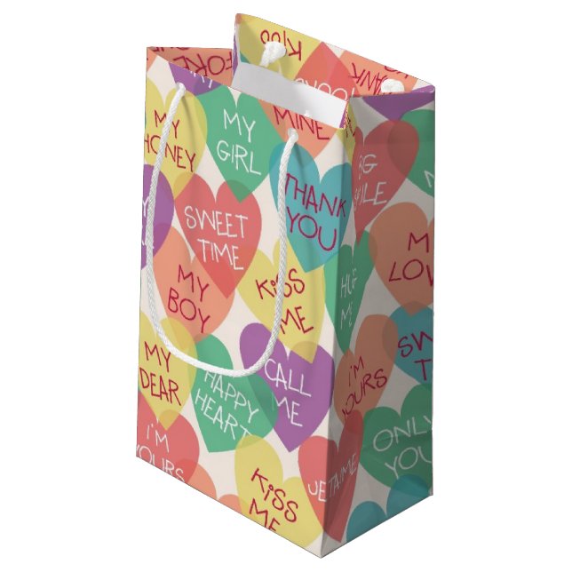 Love Shape Background Small Gift Bag (Back Angled)