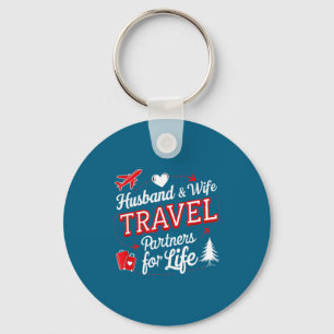 Love Shirt Husband Wife Travel Partners Vacation Keychain