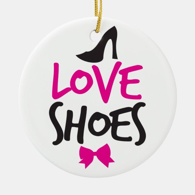 Love Shoes with cute little bow Ceramic Ornament (Front)