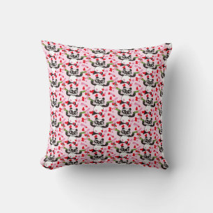 Love Shooter Panda Chequered Pattern Throw Pillow