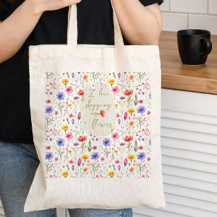 Love Shopping and Flowers Colourful Wildflower Tote Bag