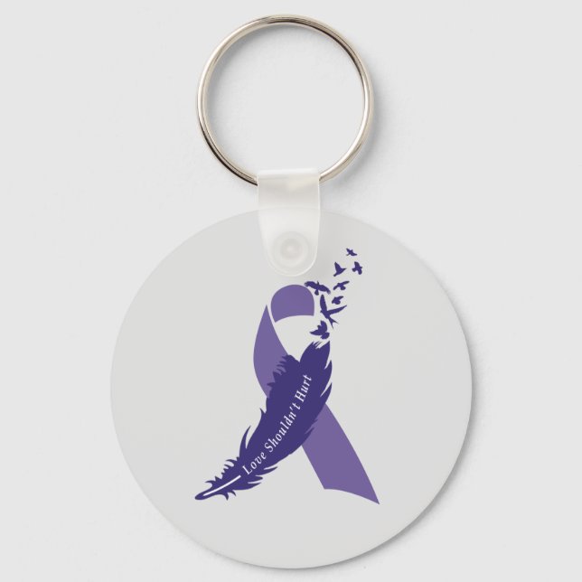 Love Shouldn't Hurt Domestic Violence Awareness Keychain (Front)