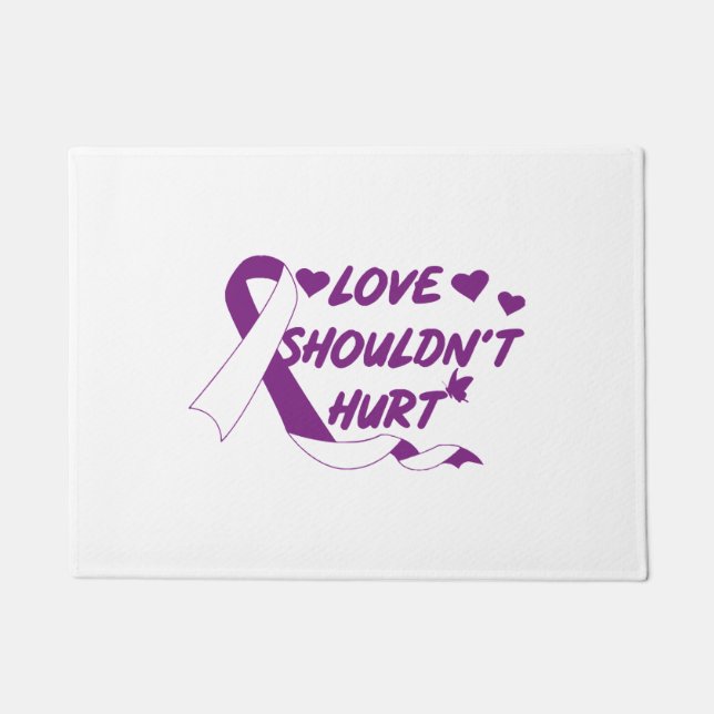Love Shouldn't Hurt Domestic Violence Awareness Mo Doormat (Front)