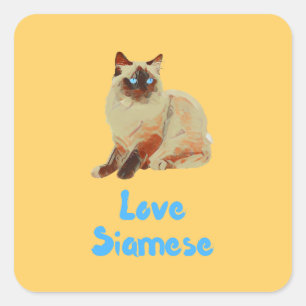 Love Siamese Cats Square Sticker