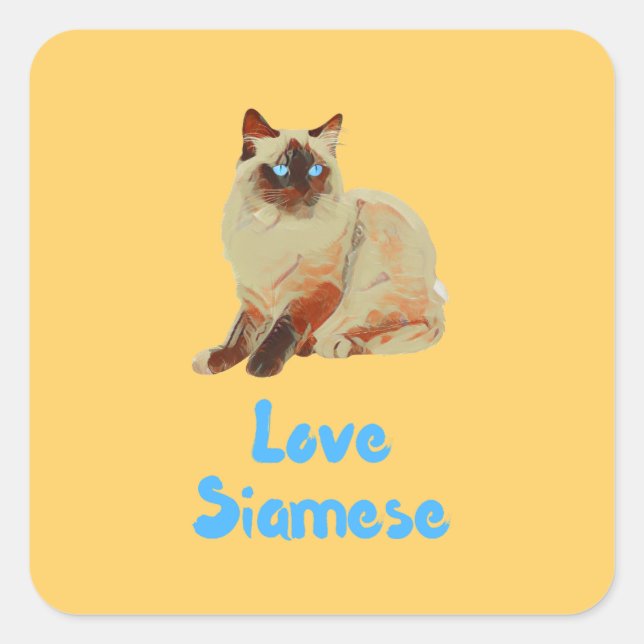 Love Siamese Cats Square Sticker (Front)