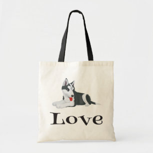 Love Siberian Husky Puppy Dog Tote Bag