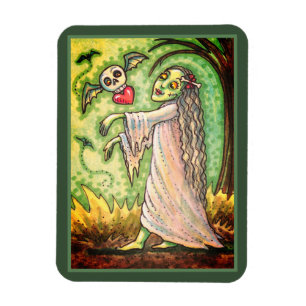 LOVE SICK GIRL ZOMBIE FOLLOWING HER HEART, WHIMSY MAGNET