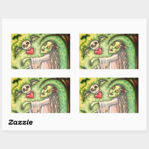 LOVE SICK GIRL ZOMBIE FOLLOWING HER HEART, WHIMSY STICKER