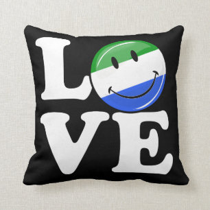 Love Sierra Leone Smiling Flag Throw Pillow