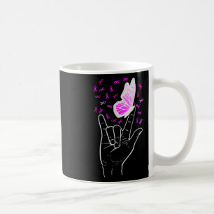 Love Sign Butterfly Breast Cancer Awareness Pink R Coffee Mug
