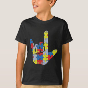 Love Sign Language Autism Awareness Support 4 T-Shirt