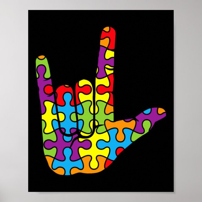 Love Sign Language Autistic Puzzle Autism Awarenes (Front)