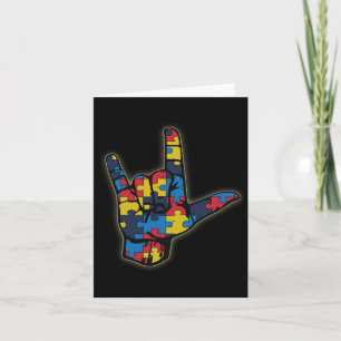 Love Sign Language Tee Autism Awareness Support Fi Card