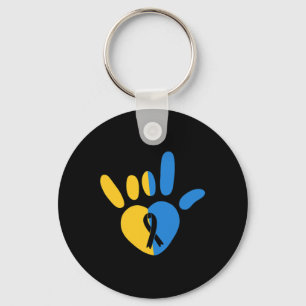 Love Sign Non-verbal Down Syndrome Awareness Heart Keychain