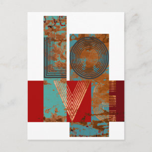 Love sign rusty retro design white postcard
