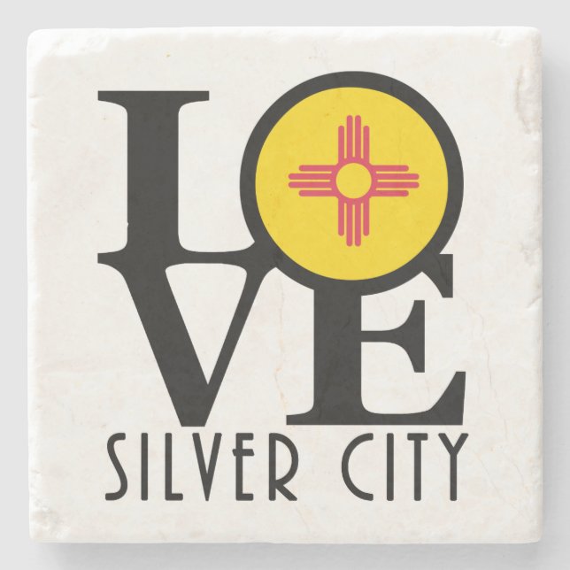 LOVE Silver City New Mexico Stone Coaster (Front)