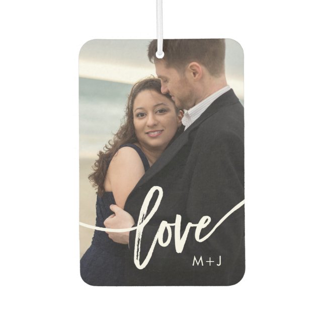 Love | Simple Modern Typography with your Photo Air Freshener (Front)