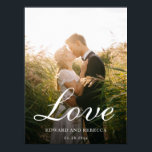 Love Simple Newlywed Photo Elegant Wedding Poster<br><div class="desc">Custom wedding poster featuring a simple and modern design with the word "Love" in an elegant script along with your names and wedding date over your favourite photo. This cute poster makes a great gift for a newlywed couple for their first anniversary or newly engaged couple.</div>