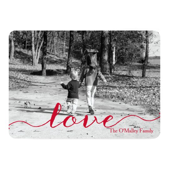 Love | Simple Red Script Photo Valentine's Day Card
