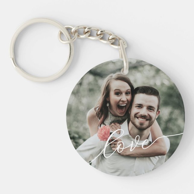 Love Simple Script Photo Keychain (Front)