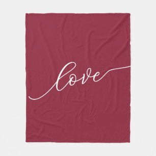 Love Simple Script Red Fleece Blanket