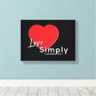 Love Simply–Inspired by 1 Corinthians 13 Red Heart Canvas Print
