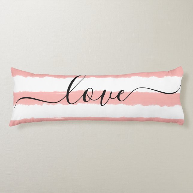 Love Sleep Blue White Striped Watercolor     Body Pillow (Front)