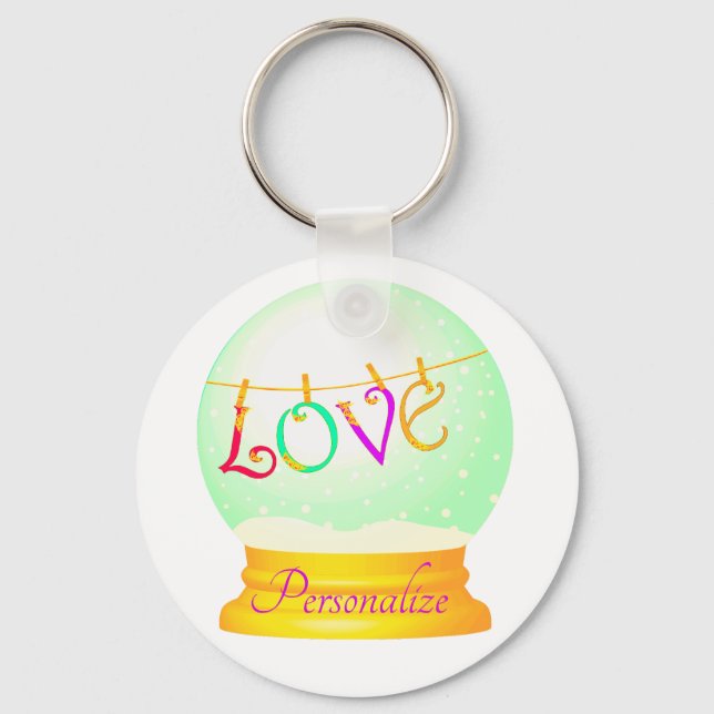 Love snow globe cute boho colourful  keychain (Front)