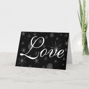 Love Snowflakes Stars Dark Sky Holidays Christmas Holiday Card