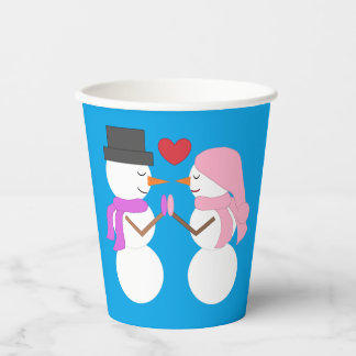 Love & Snowpeople - Blue-green: Christmas Party Paper Cups