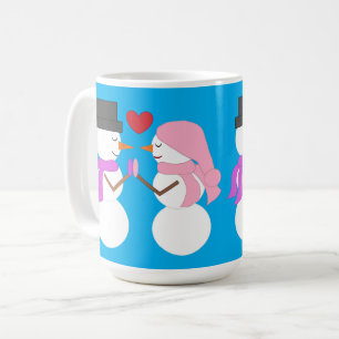 Love & Snowpeople: Blue-green Coffee Mug