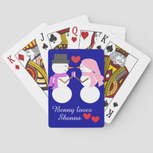 Love & Snowpeople: Dark Blue Playing Cards