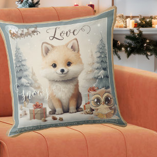 Love Snows Sweet Fox Christmas Throw Pillow
