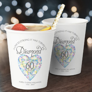 Love so strong 60th diamond anniversary paper cups
