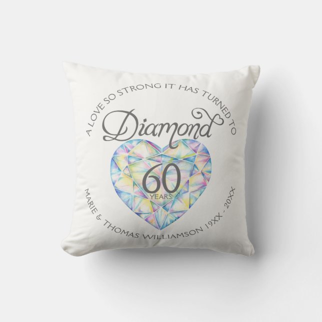 Love so strong 60th diamond anniversary photo throw pillow (Front)