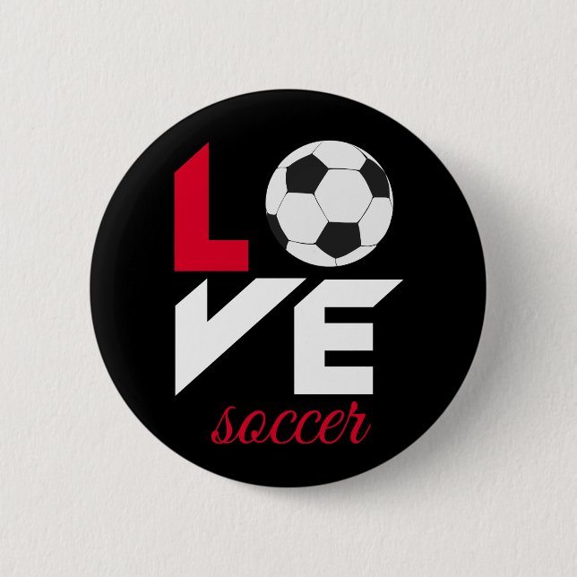 Love soccer 2 inch round button (Front)