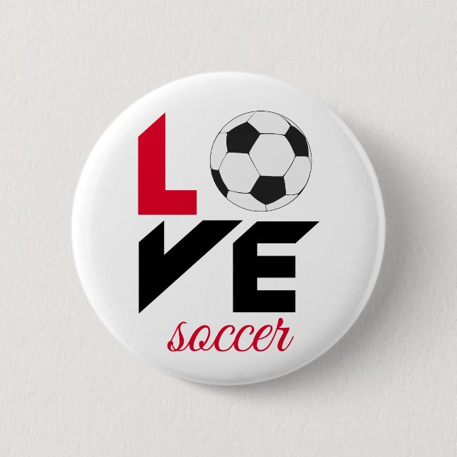 Love soccer 2 inch round button (Front)