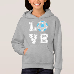 Love Soccer  - Baby Blue and White