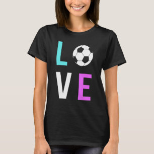 Love Soccer Cyan Purple Colour For Women Mom Teen T-Shirt
