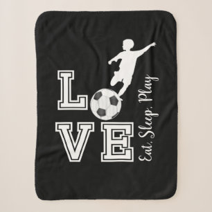 Love Soccer - Eat, Sleep, Play - Boy Sherpa Blanket