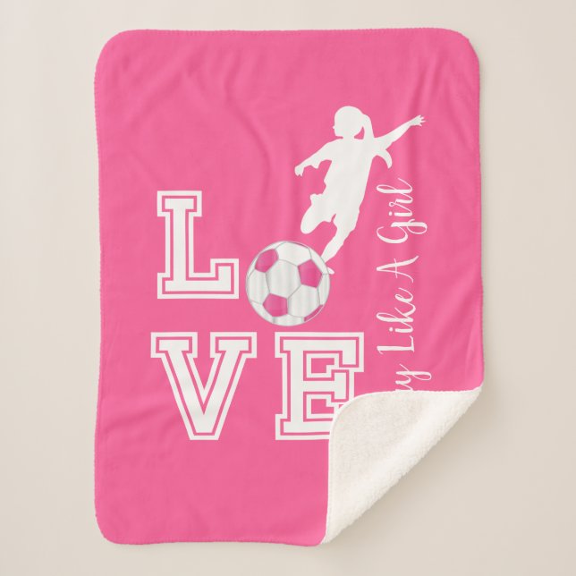 Love Soccer -  I Play Like A Girl Sherpa Blanket (Front)