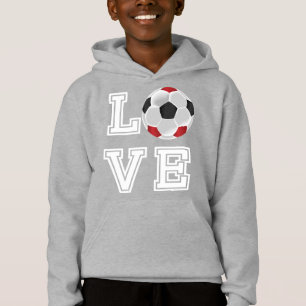 Love Soccer - Red - White Letters