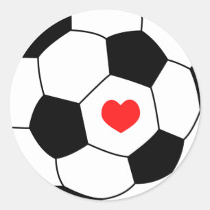Love soccer - Sport ball with heart  Classic Round Sticker