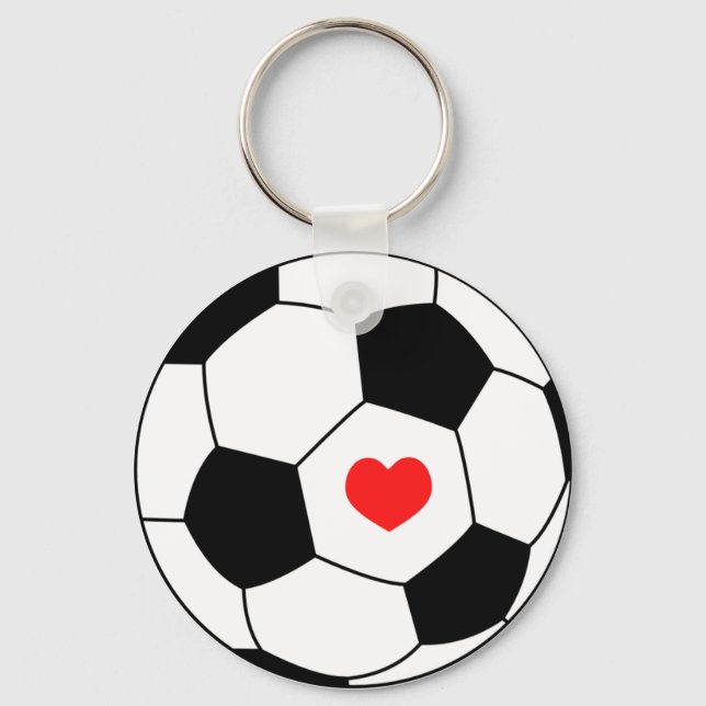 Love soccer - Sport ball with heart Keychain (Front)